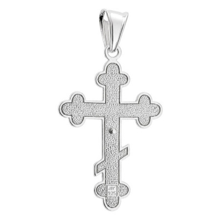 Strieborný prívesok - pravoslávny krížik s Kristom, textúrovaný povrch | Argento.sk