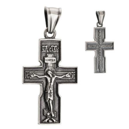 Strieborný prívesok - pravoslávny krížik s Kristom, čiernený | Argento.sk