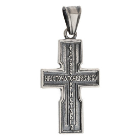 Strieborný prívesok - pravoslávny krížik s Kristom, čiernený | Argento.sk