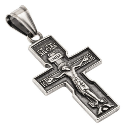 Strieborný prívesok - pravoslávny krížik s Kristom, čiernený | Argento.sk