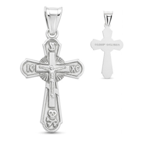 Strieborný prívesok - pravoslávny krížik s Kristom, lebka | Argento.sk