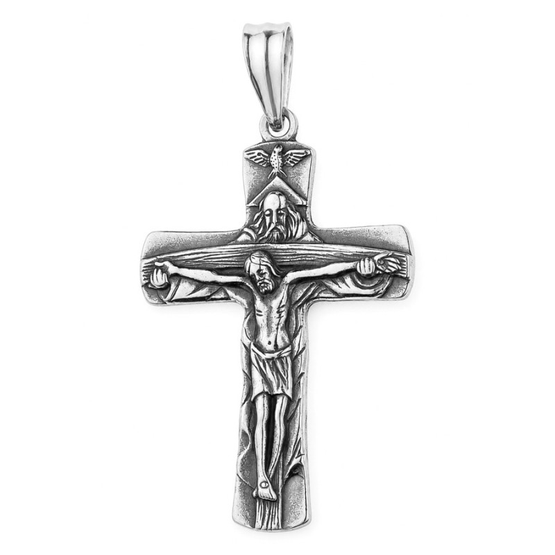Strieborný prívesok - krížik s Ježišom, motív Najsvätejšej Trojice | Argento.sk