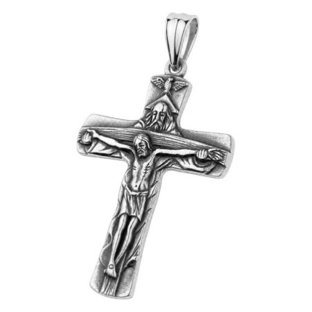 Strieborný prívesok - krížik s Ježišom, motív Najsvätejšej Trojice | Argento.sk