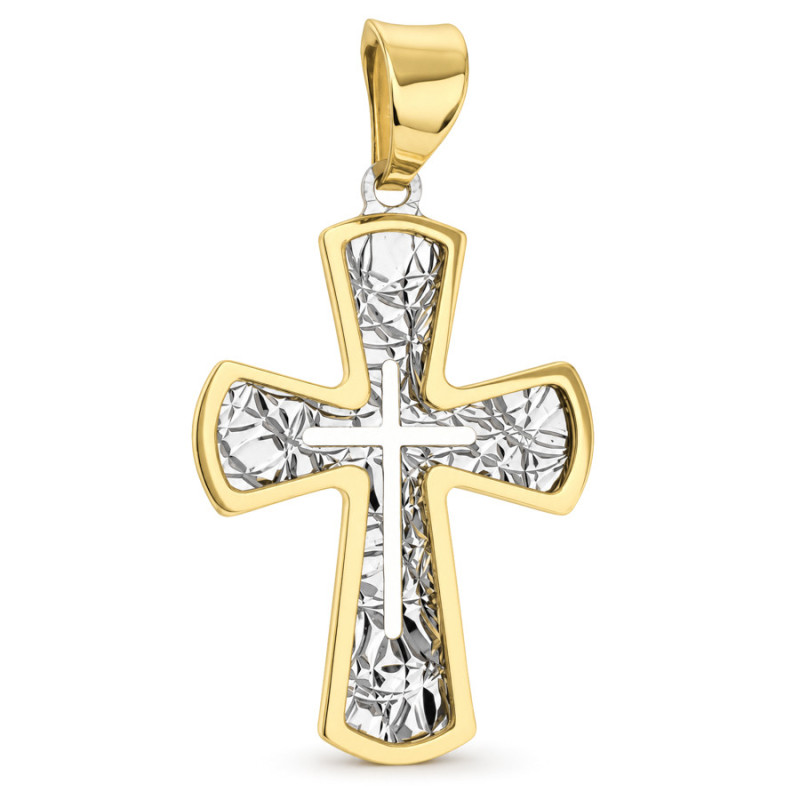 Kombinovaný zlatý prívesok - krížik | Argento.sk
