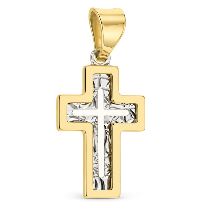 Kombinovaný zlatý prívesok - krížik | Argento.sk
