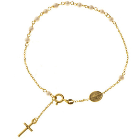 Zlatý náramok ruženec s perlami 19 a 21 cm