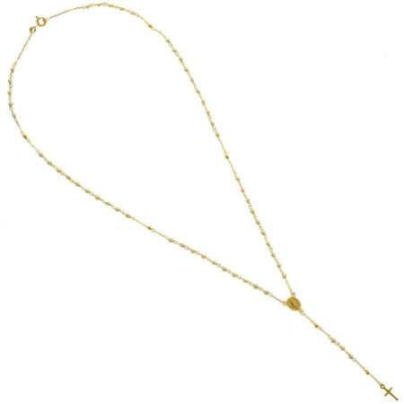 Zlatý perlový ruženec náhrdelník 50 cm