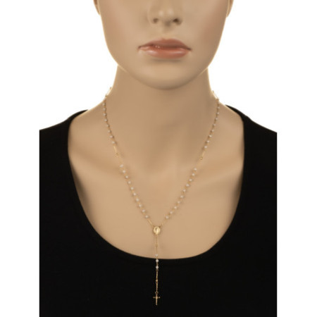 Zlatý perlový ruženec náhrdelník 50 cm