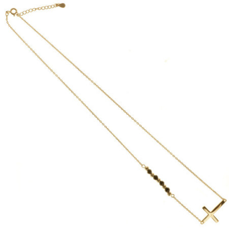 Strieborný pozlátený náhrdelník krížik 43 až 46 cm