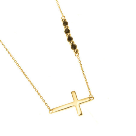 Strieborný pozlátený náhrdelník krížik 43 až 46 cm