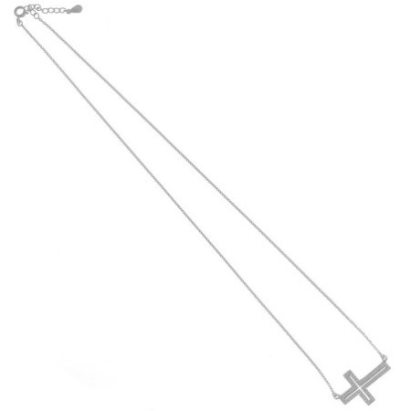 Strieborný náhrdelník krížik so zirkónmi 43 až 45 cm
