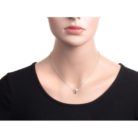 Strieborný náhrdelník s perlou 43 až 46 cm