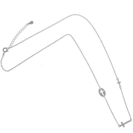 Strieborný náhrdelník s krížikmi 43 až 46 cm