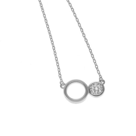 Strieborný náhrdelník kruhy so zirkónmi 43 až 46 cm