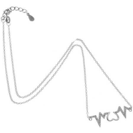 Strieborný náhrdelník EKG so zirkónmi 43 až 45 cm