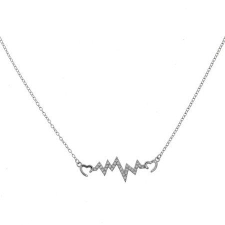 Strieborný náhrdelník EKG so zirkónmi 43 až 46 cm