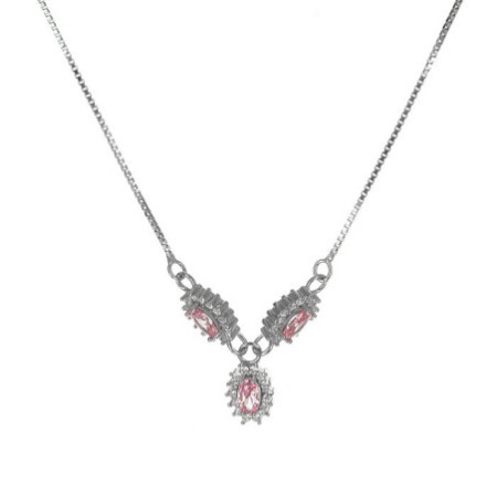 Strieborný náhrdelník s ružovými zirkónmi 42 až 44cm