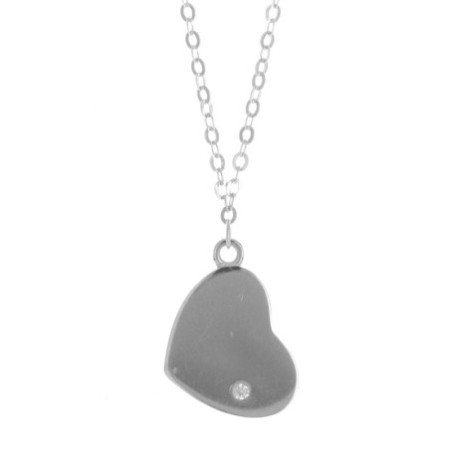 Strieborný náhrdelník zirkónový srdce 43 až 46cm Rhodiovaný