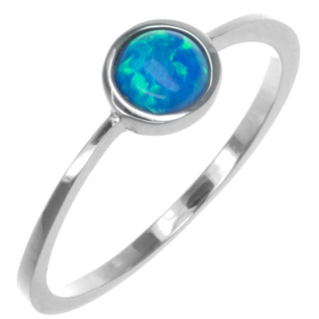 Strieborný prsteň s modrým opálom