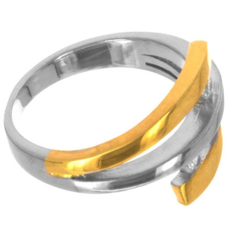 Strieborný dvojfarebný prsteň so zirkónmi