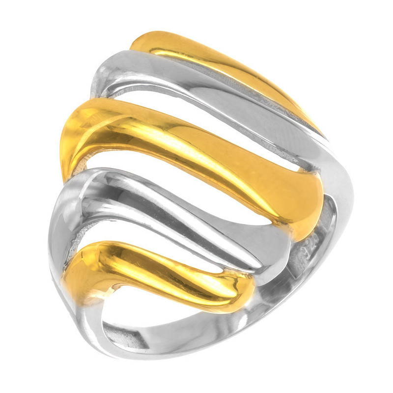 Strieborný dvojfarebný prsteň 
