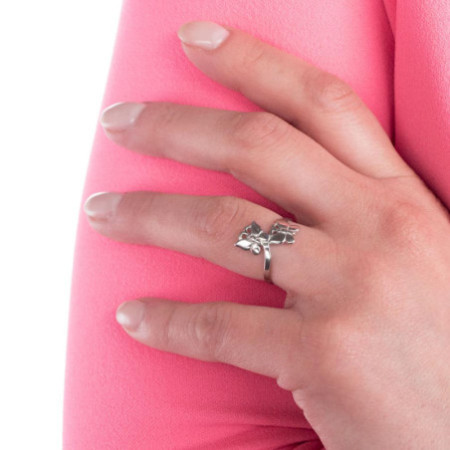 Strieborný prsteň motýle Rhodiovaný