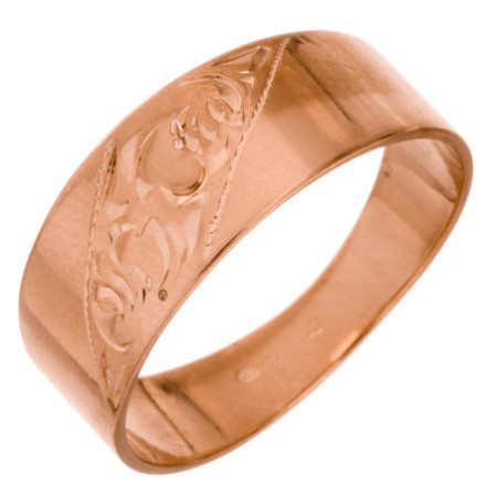 Strieborný prsteň s ružovým pozlátením a gravírom