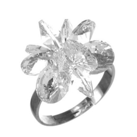Strieborný prsteň so Swarovski elements crystal kvet