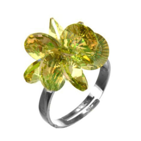 Strieborný prsteň so Swarovski elements lumin green kvet