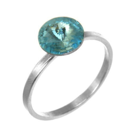 Strieborný prsteň so Swarovski elements aqua