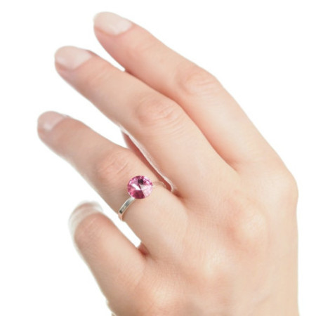 Strieborný prsteň so Swarovski elements rose