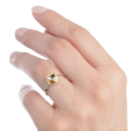 Strieborný prsteň so Swarovski elements lighpeach