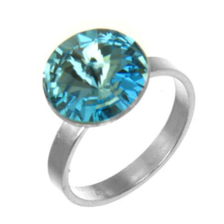 Strieborný prsteň so Swarovski elements aquamarine