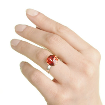 Strieborný prsteň so Swarovski elements padparadscha