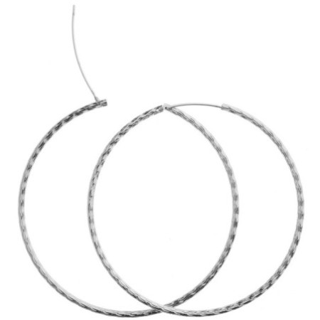 Strieborné náušnice kruhy vzorované 65 mm