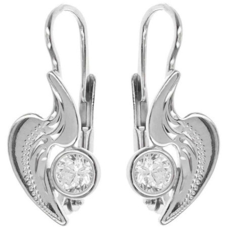 Strieborné náušnice so zirkónom a gravírom