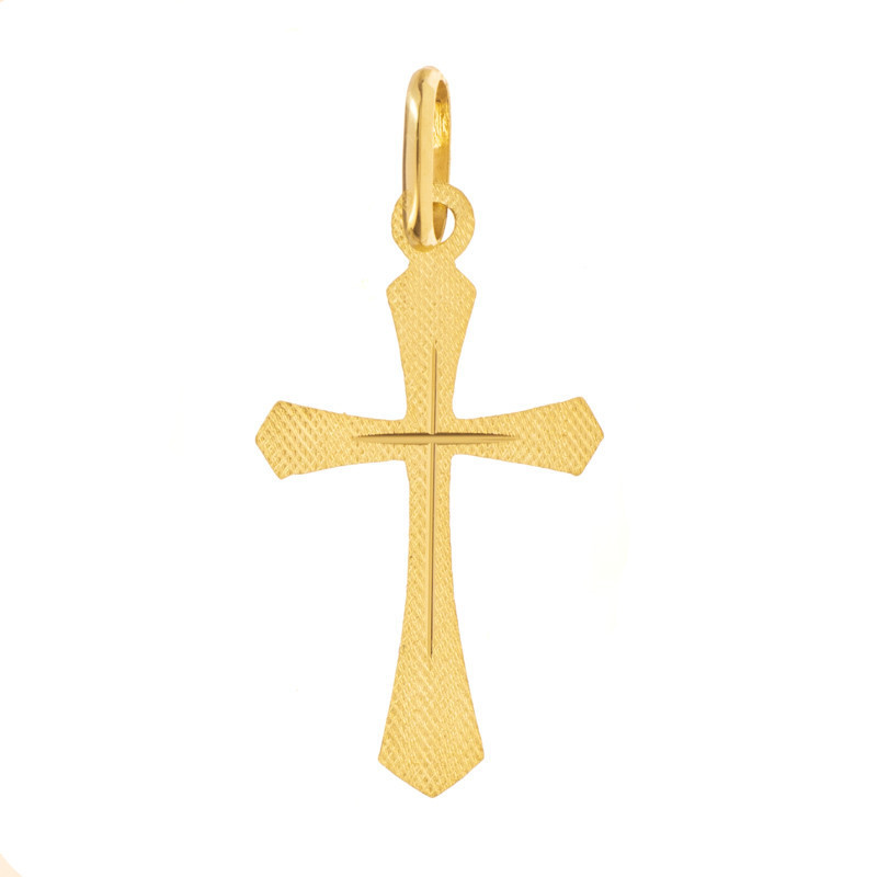Zlatý prívesok krížik s gravírom