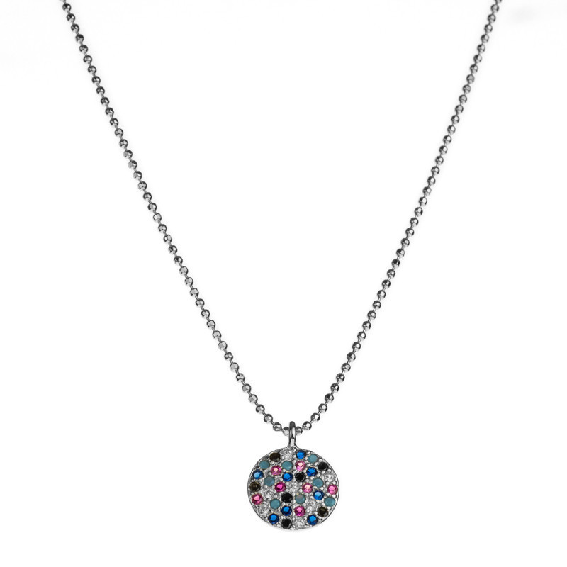 Strieborný náhrdelník s farebnými zirkónmi 42 až 45 cm