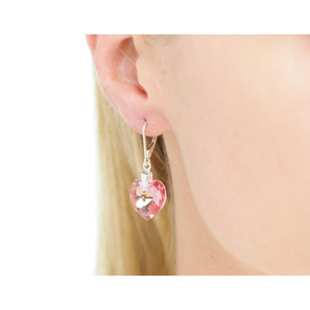 Strieborné náušnice so Swarovski elements AB lirose srdce 14