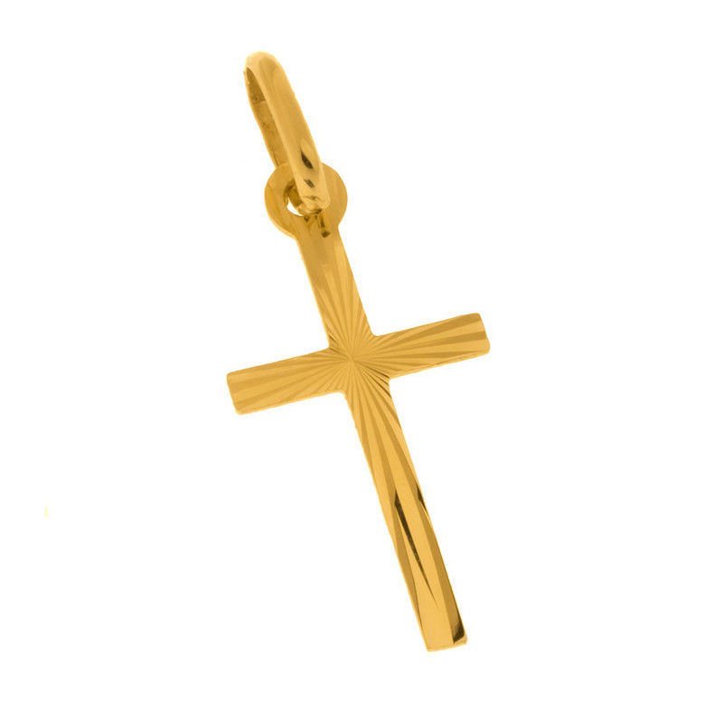 Zlatý prívesok malý krížik s gravírom
