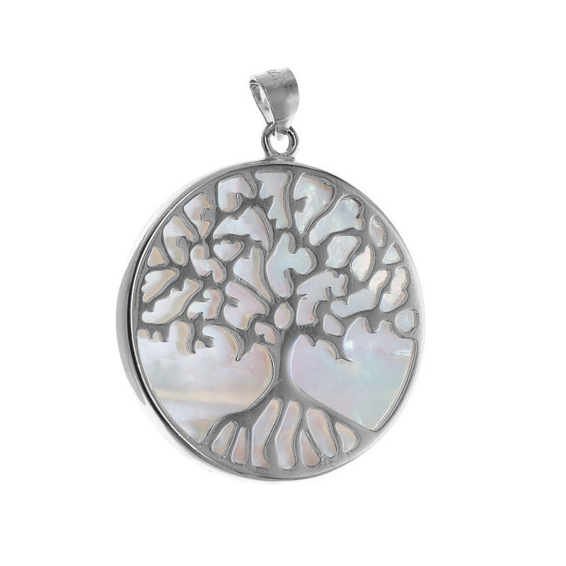 Strieborný prívesok strom života s perleťou