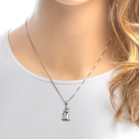 Strieborný prívesok mačka Rhodiovaný