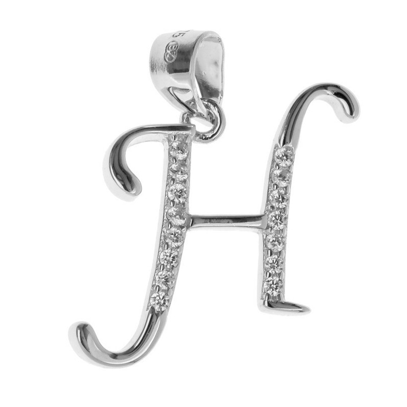 Strieborný prívesok písmeno H so zirkónmi