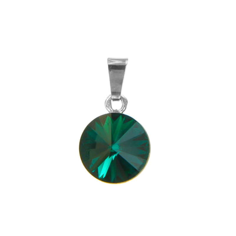 Strieborný prívesok so Swarovski elements emerald 12mm