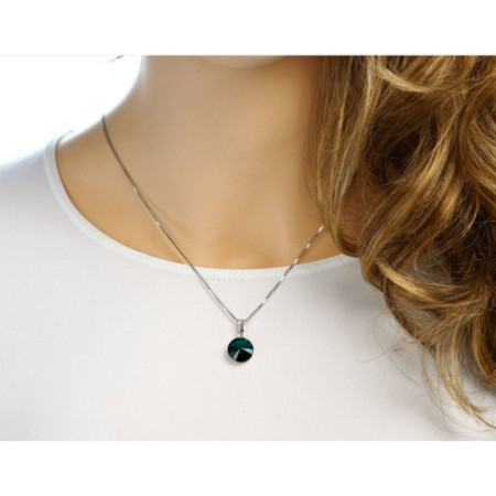Strieborný prívesok so Swarovski elements emerald 12mm