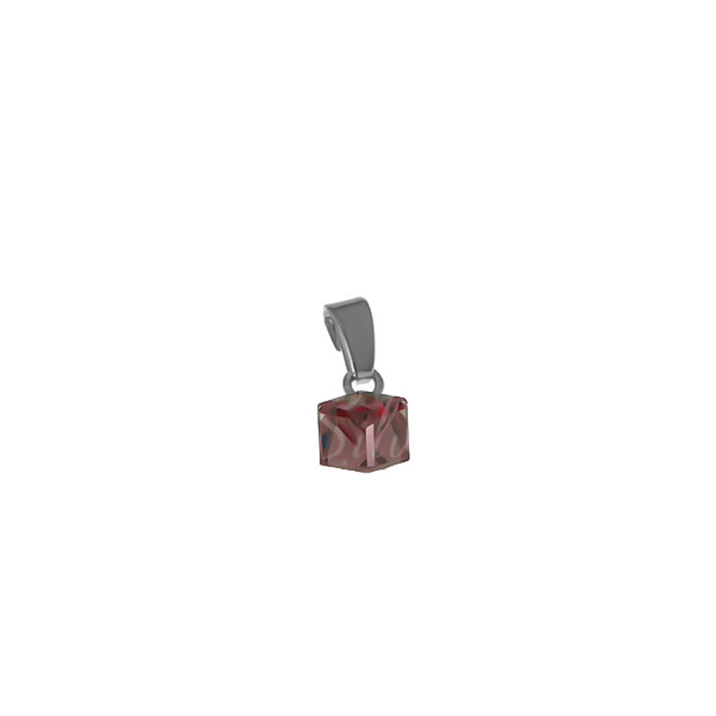 Strieborný prívesok so Swarovski elements light rose kocka 6