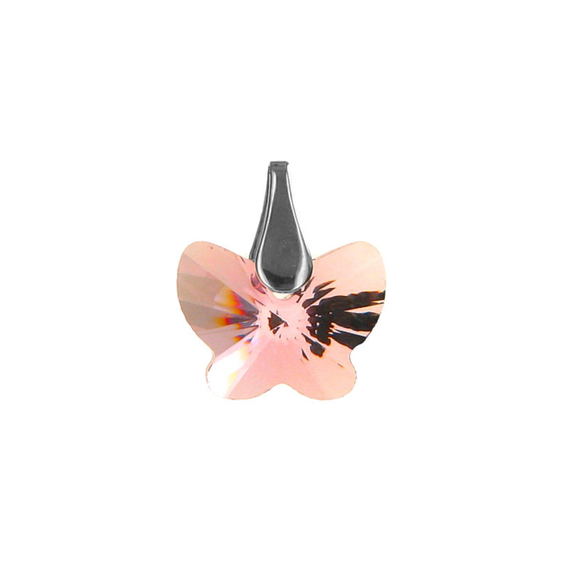 Strieborný prívesok so Swarovski elements motýl ružový 18mm