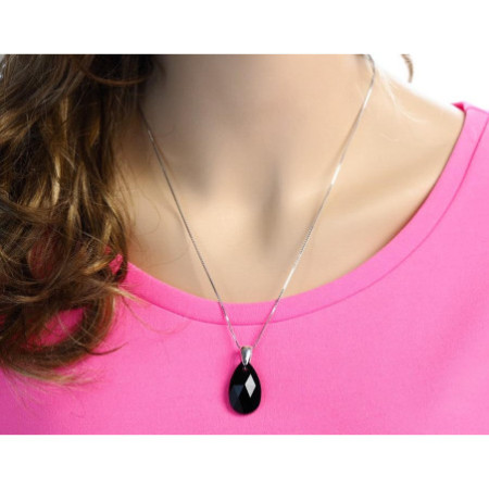 Strieborný prívesok so Swarovski elements hruška čierna 28mm