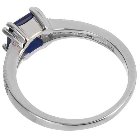 Strieborný prsteň - modrý zirkón v tvare štvorca, číre okrúhle zirkóny | Argento.sk