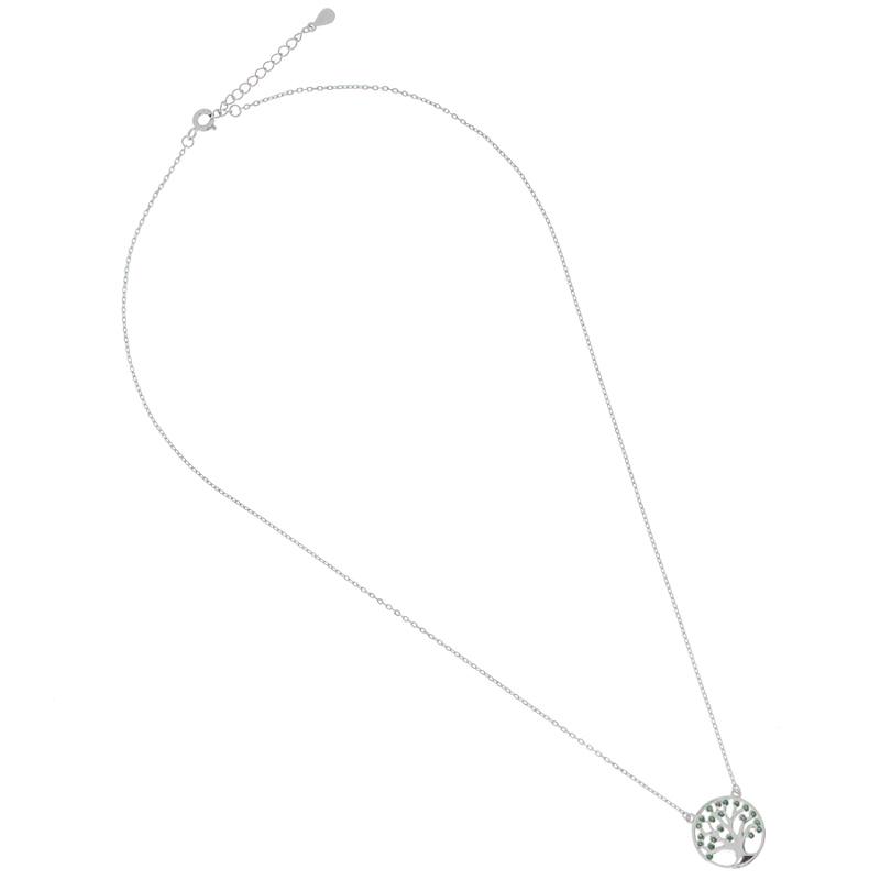 Strieborný náhrdelník - zelené okrúhle zirkóny, dĺžka 43 až 46 cm | Argento.sk